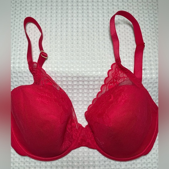 Natori Avail Full Figure 741258 Convertible Contour Underwire Bra 32H Lace Red - Picture 2 of 9